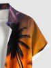 Plus Size Coconut Tree Sunset Galaxy Print Hawaii Button Pocket Shirt For Men -  