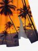 Plus Size Coconut Tree Sunset Galaxy Print Hawaii Split Pocket A Line Midi Dress -  