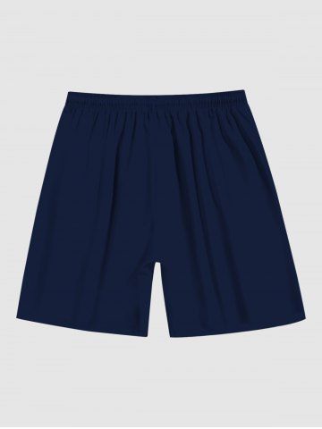 Plus Size Pocket Solid Beach Shorts For Men