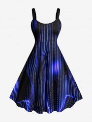 Plus Size Aurora Art Geometric Stripes Neon Print Tank Dress -  