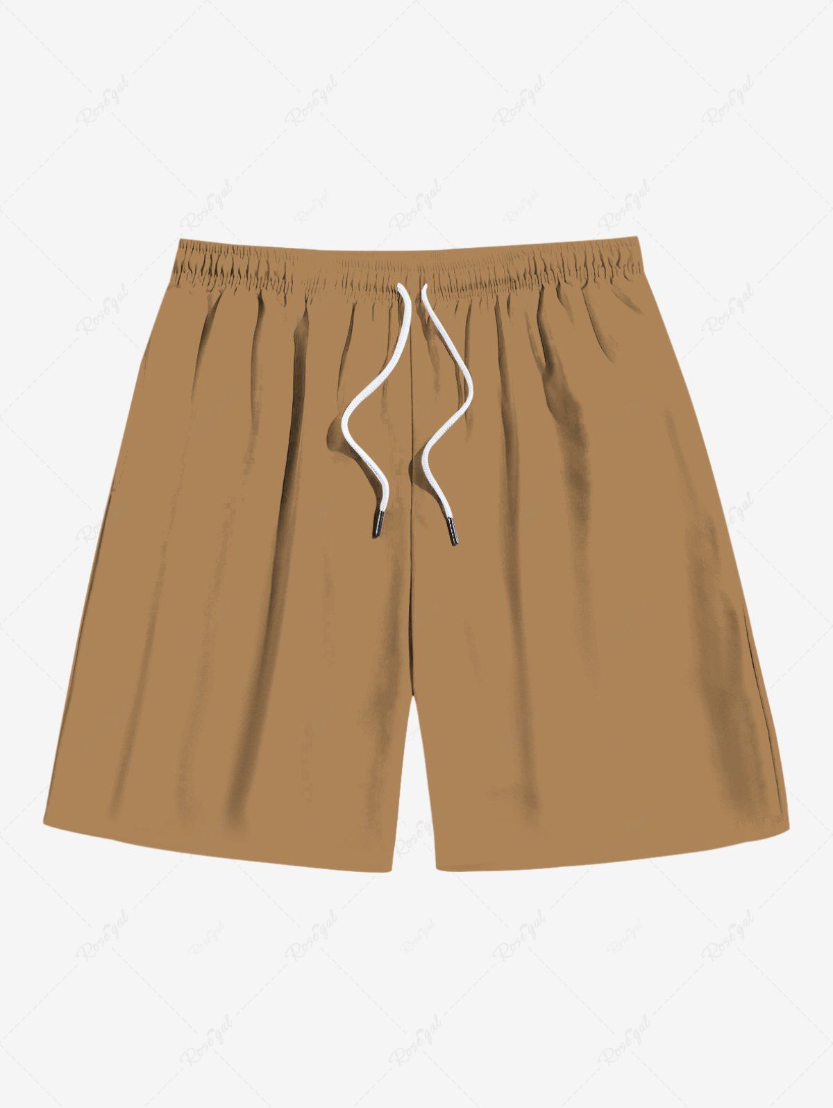 Trendy Plus Size Solid Drawstring Beach Hawaii Shorts For Men  