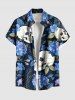 Skull Flower Leaf Branch Print Plus Size Matching Hawaii Beach Outfit For Couples -  