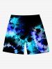 Maillot de bain imprimé tie-dye ombré en spirale, short, grande taille, tenue de plage hawaïenne assortie pour couples - Noir 