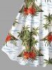 Tenue de plage hawaïenne assortie grande taille, motif cocotier, hibiscus, vagues de la mer, pour couples - Blanc 