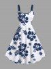 Tenue de plage hawaïenne assortie grande taille à imprimé feuilles tropicales et fleurs d'hibiscus pour couples - Blanc 