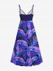 Tenue de plage hawaïenne assortie grande taille à imprimé feuilles tropicales pour couples - Pourpre  