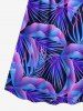 Tenue de plage hawaïenne assortie grande taille à imprimé feuilles tropicales pour couples - Pourpre  