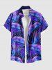 Tenue de plage hawaïenne assortie grande taille à imprimé feuilles tropicales pour couples - Pourpre  