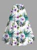 Tenue de plage hawaïenne assortie grande taille à imprimé feuilles tropicales et fleurs d'hibiscus pour couples - Vert 
