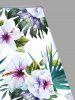 Tenue de plage hawaïenne assortie grande taille à imprimé feuilles tropicales et fleurs d'hibiscus pour couples - Vert 