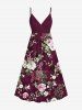 Tenue de plage hawaïenne assortie grande taille à imprimé floral et branches pour couples - Rouge foncé 