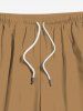 Plus Size Solid Drawstring Beach Hawaii Shorts For Men -  