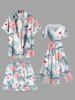 Plus Size Tropical Leaf Hibiscus Flowers Coconut Tree Print Hawaii Beach Shorts For Men -  