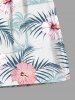 Plus Size Tropical Leaf Hibiscus Flowers Coconut Tree Print Hawaii Beach Shorts For Men -  