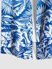 Plus Size Tropical Leaf Hibiscus Flowers Print Buttons Pocket Hawaii Shirt For Men -  