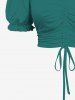 Plus Size Cinched Ruched Ruffles Cold Shoulder Cami Top -  