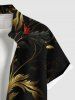 Chemise hawaïenne grande taille à imprimé floral et feuilles métallisées, boutons et poches pour homme - Noir M