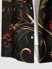 Plus Size Flowers Leaf Metallic Print Buttons Pocket Hawaii Shirt For Men -  