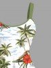 Plus Size Coconut Tree Hibiscus Flower Sea Waves Print Hawaii Tank Dress -  