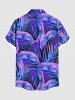 Chemise hawaïenne grande taille à imprimé feuilles tropicales et poches à boutons pour homme - Pourpre  XL