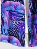 Chemise hawaïenne grande taille à imprimé feuilles tropicales et poches à boutons pour homme - Pourpre  XL