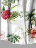 Plus Size Hibiscus Flowers Leaf Tropical Print Buttons Pocket Hawaii Shirt For Men -  