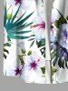 Plus Size Hibiscus Flowers Tropical Leaf Print Buttons Pocket Hawaii Shirt For Men -  