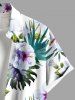 Plus Size Hibiscus Flowers Tropical Leaf Print Buttons Pocket Hawaii Shirt For Men -  