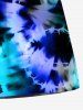 Plus Size Spiral Tie Dye Print Hawaii Drawstring Beach Shorts For Men -  