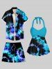 Plus Size Spiral Tie Dye Print Hawaii Drawstring Beach Shorts For Men -  