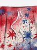 Plus Size Fireworks Stars Ombre Watercolor Print Drawstring Beach Shorts For Men -  