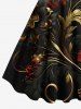 Robe débardeur hawaïenne grande taille à imprimé fleurs et feuilles métallisées - Noir 1X