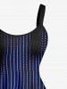 Plus Size Aurora Art Geometric Stripes Neon Print Tank Dress -  