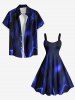 Plus Size Aurora Art Geometric Stripes Neon Print Tank Dress -  