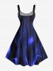 Plus Size Aurora Art Geometric Stripes Neon Print Tank Dress -  