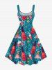 Plus Size Wine Bottle Sea Print Hawaii A Line Tank Dress -  