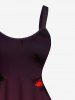 Robe trapèze hawaïenne grande taille à imprimé ciel ombré et cocotier - Rouge 2X