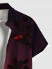 Chemise hawaïenne grande taille à imprimé cocotiers, dip dye, ciel ombré, boutonnée et poche pour homme - Rouge M