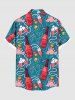 Plus Size Wine Bottle Sea Print Hawaii Button Pocket Shirt For Men -  