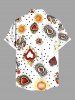 Plus Size Poker Heart Sun Spotted Print Hawaii Button Pocket Shirt For Men -  
