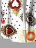 Plus Size Poker Heart Sun Spotted Print Hawaii Button Pocket Shirt For Men -  