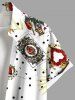 Plus Size Poker Heart Sun Spotted Print Hawaii Button Pocket Shirt For Men -  
