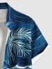 Plus Size Tropical Leaf Hibiscus Flower Sea Print Hawaii Button Pocket Shirt For Men -  
