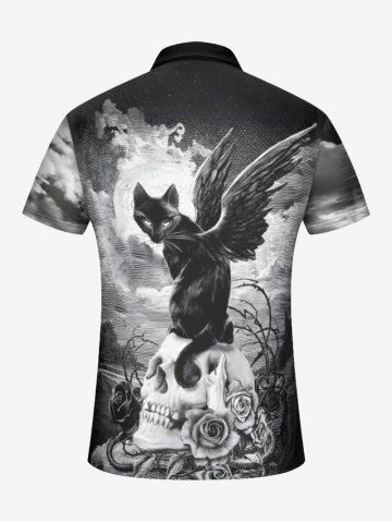 Cat Wing Rose Flower Skull Cloud Sky Print Shirt Swimsuit Plus Size Matching Outfit For Couples