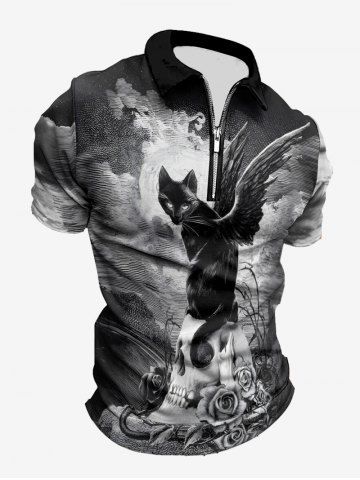 Cat Wing Rose Flower Skull Cloud Sky Print Shirt Swimsuit Plus Size Matching Outfit For Couples