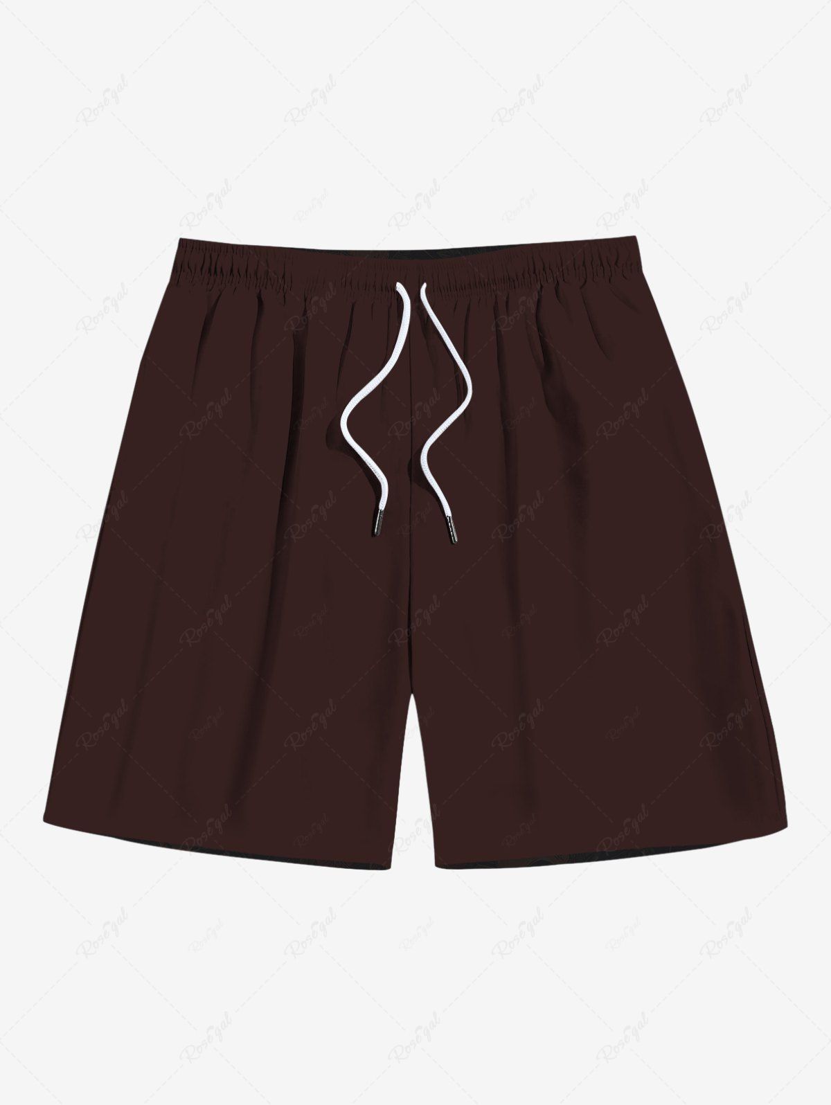 Shop Plus Size Solid Hawaii Drawstring Pockets Beach Shorts For Men  
