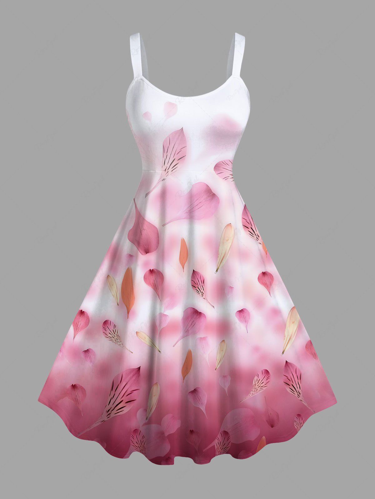 Online Plus Size Leaf Ombre Colorblock Print Hawaii Tank Dress  