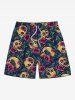 Skull Tropical Leaf Hibiscus Flower Print Plus Size Matching Hawaii Beach Outfit For Couples -  