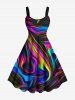 Colorful Ocean Currents Print Plus Size Matching Hawaii Beach Outfit For Couples -  