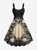 Tenue assortie grande taille à imprimé tête de mort et fleurs pour couples - café lumière 